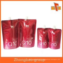 Stand up custom printed plastic spout pouch for cosmetic packaging
